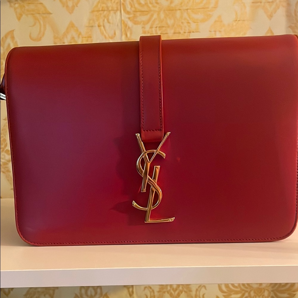 YSL Red Leather Clutch